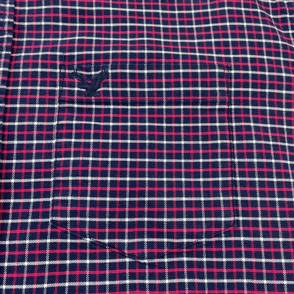 American Eagle Outfitters Flannel Shirt Men Extra Large XL Navy Blue Red Checker - Picture 3 of 10